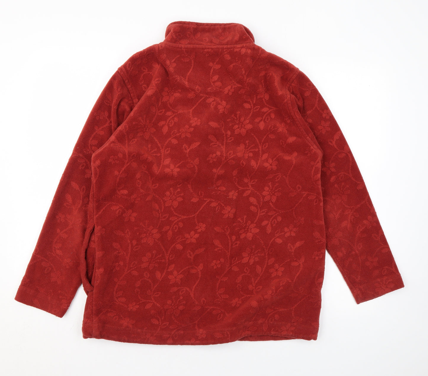 Equorian Womens Orange Floral Polyester Pullover Sweatshirt Size M Zip - Pockets