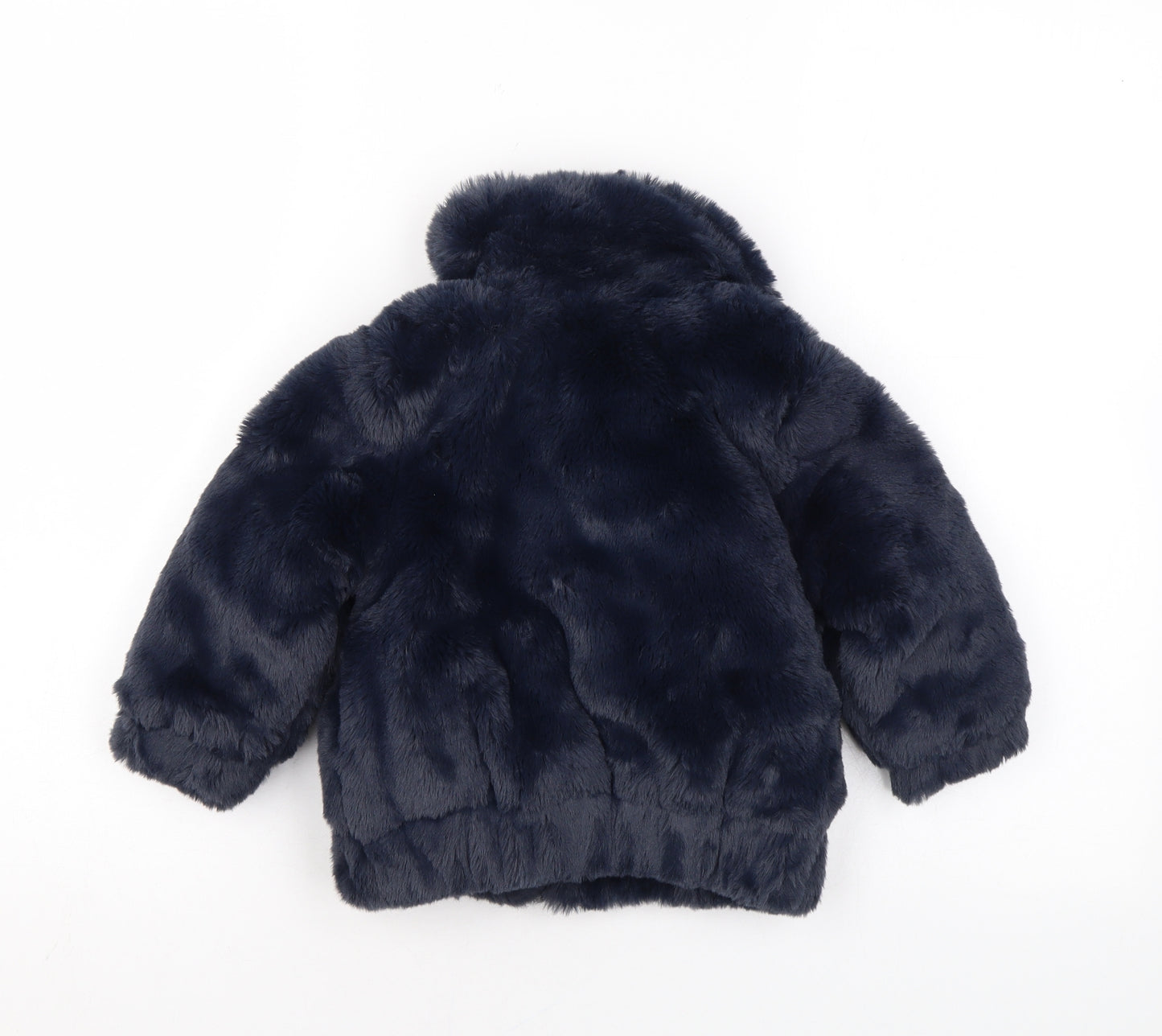 Marks and Spencer Girls Blue Overcoat Coat Size 2-3 Years Zip