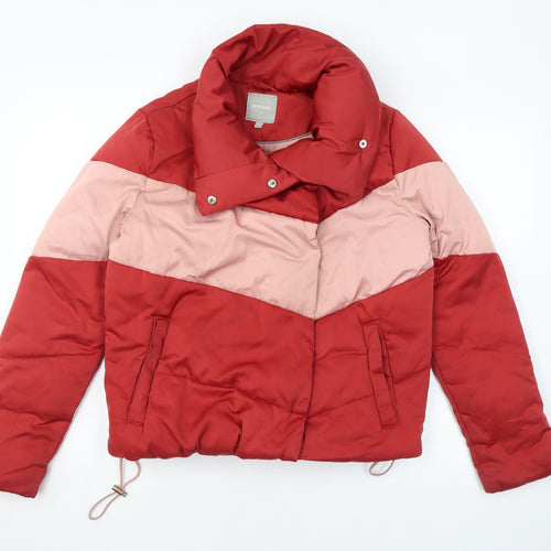 NEXT Womens Red Puffer Jacket Coat Size 10 Snap