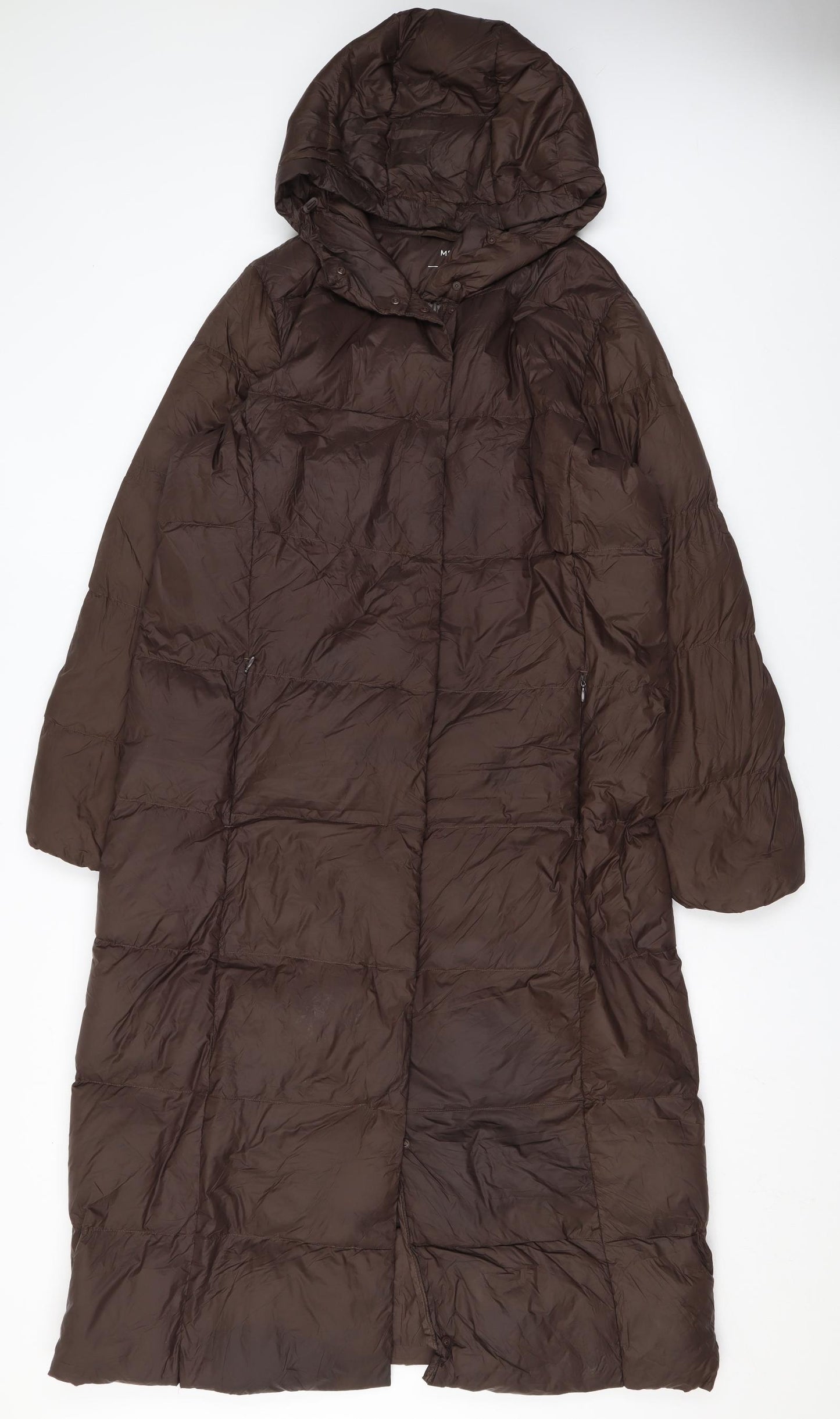 Marks and Spencer Womens Brown Puffer Jacket Coat Size 12 Zip