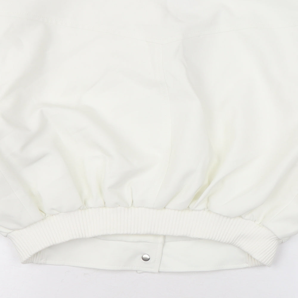Zara Womens White Bomber Jacket Jacket Size XS Snap