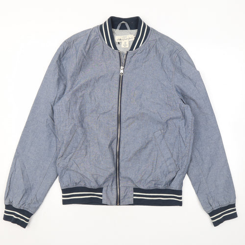 H&M Womens Blue Bomber Jacket Jacket Size S Zip