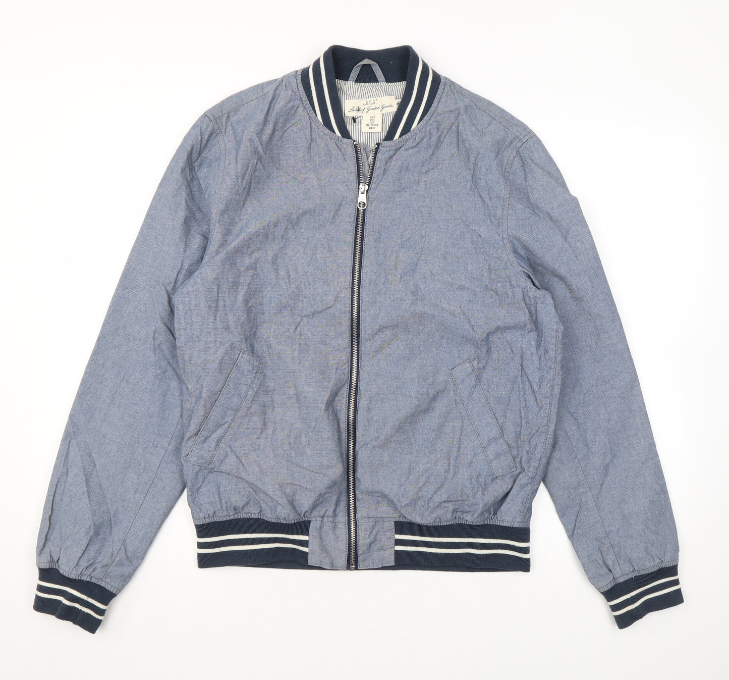 H&M Womens Blue Bomber Jacket Jacket Size S Zip