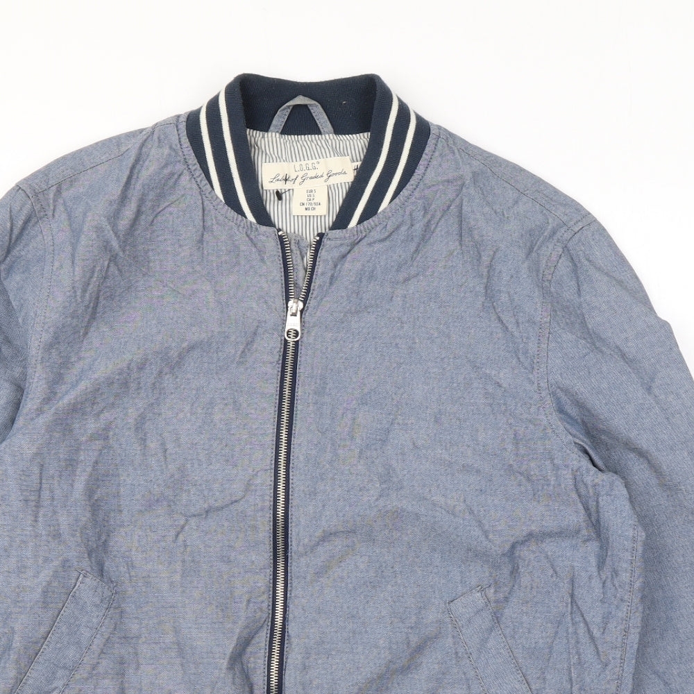 H&M Womens Blue Bomber Jacket Jacket Size S Zip