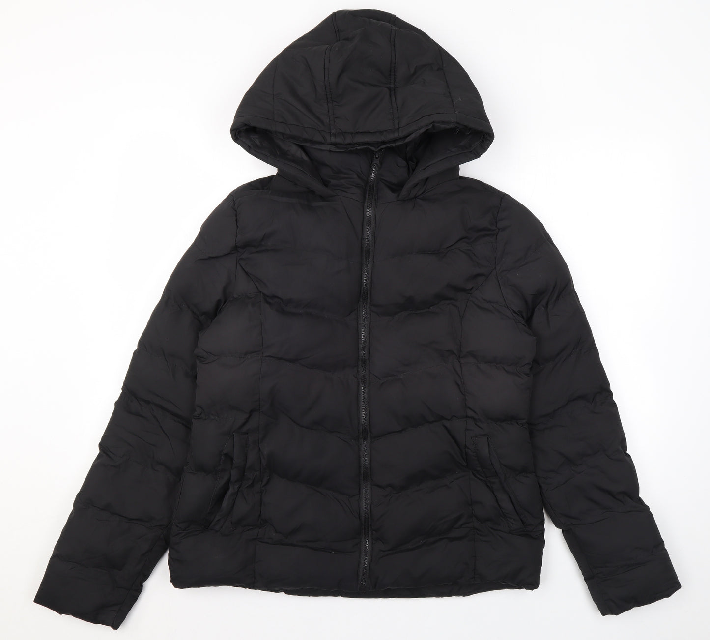 Threadbare Womens Black Puffer Jacket Coat Size 10 Zip