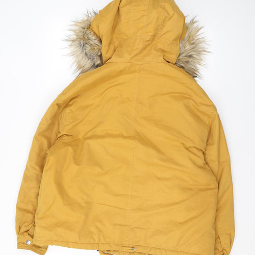 Pull&Bear Womens Yellow Rain Coat Coat Size M Zip