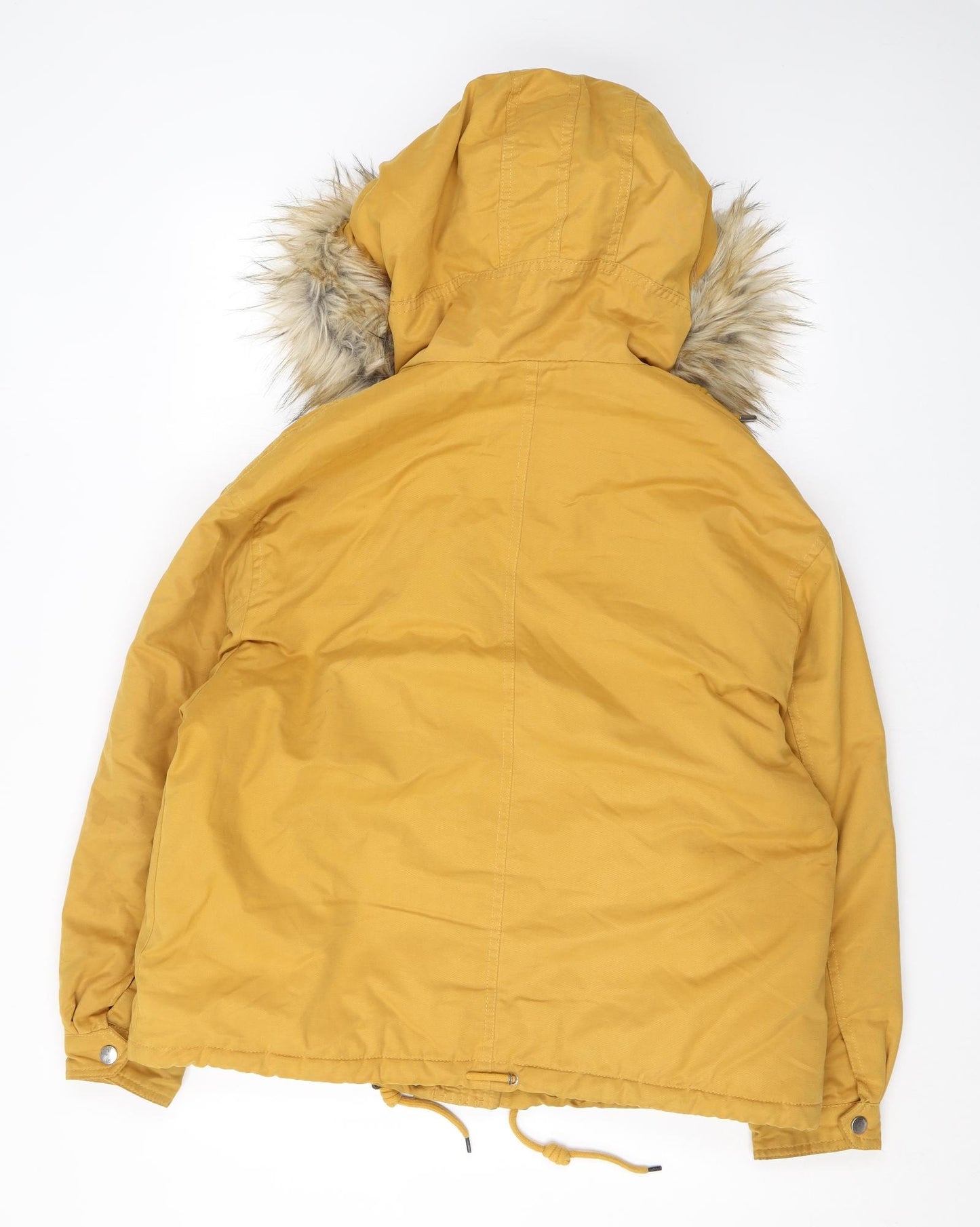 Pull&Bear Womens Yellow Rain Coat Coat Size M Zip