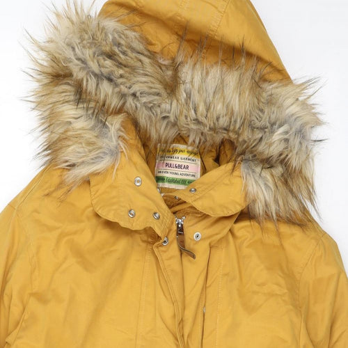 Pull&Bear Womens Yellow Rain Coat Coat Size M Zip