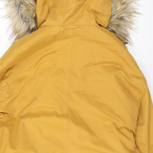 Pull&Bear Womens Yellow Rain Coat Coat Size M Zip