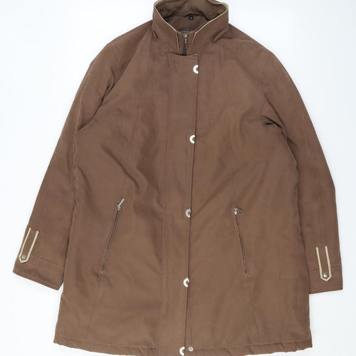 Katherine Hammond Womens Brown Rain Coat Coat Size 14 Zip
