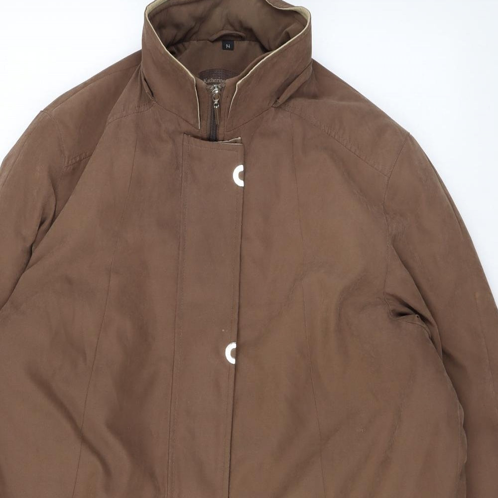 Katherine Hammond Womens Brown Rain Coat Coat Size 14 Zip