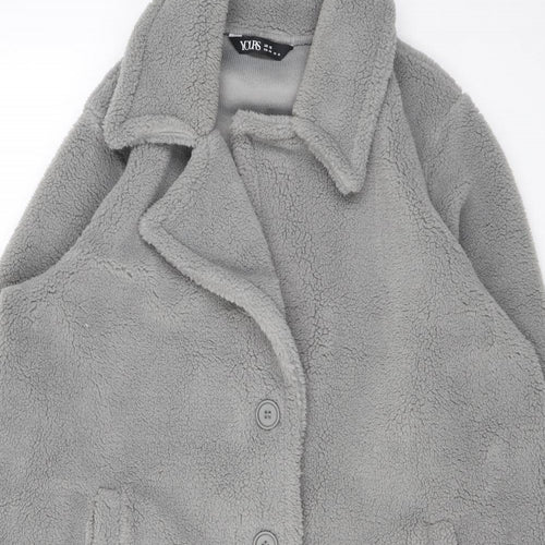 Yours Womens Grey Overcoat Coat Size 16 Button
