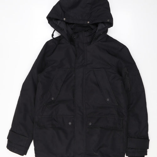 Bershka Mens Black Rain Coat Coat Size S Zip