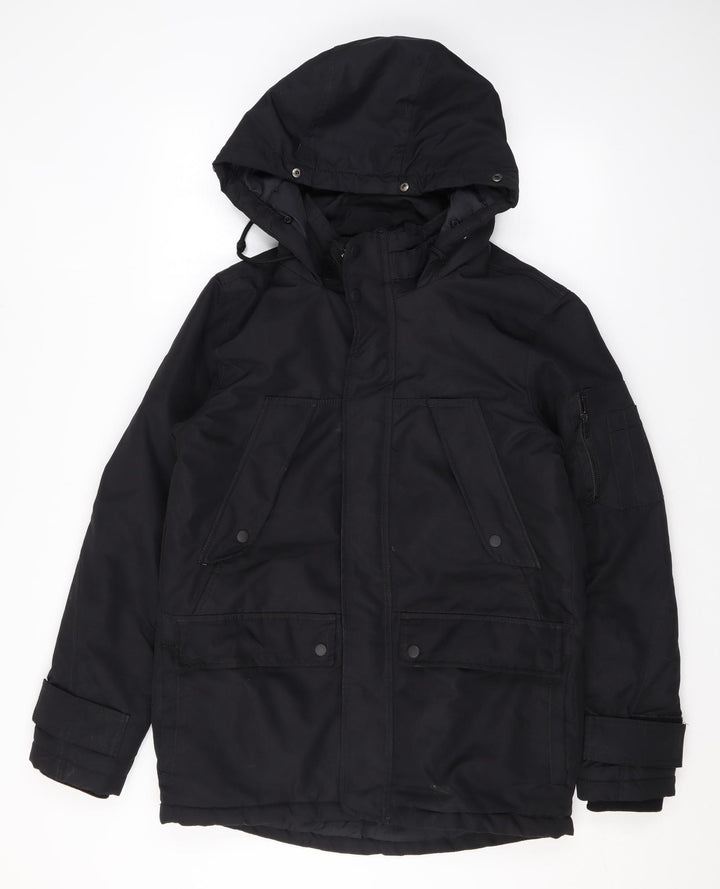 Bershka Mens Black Rain Coat Coat Size S Zip
