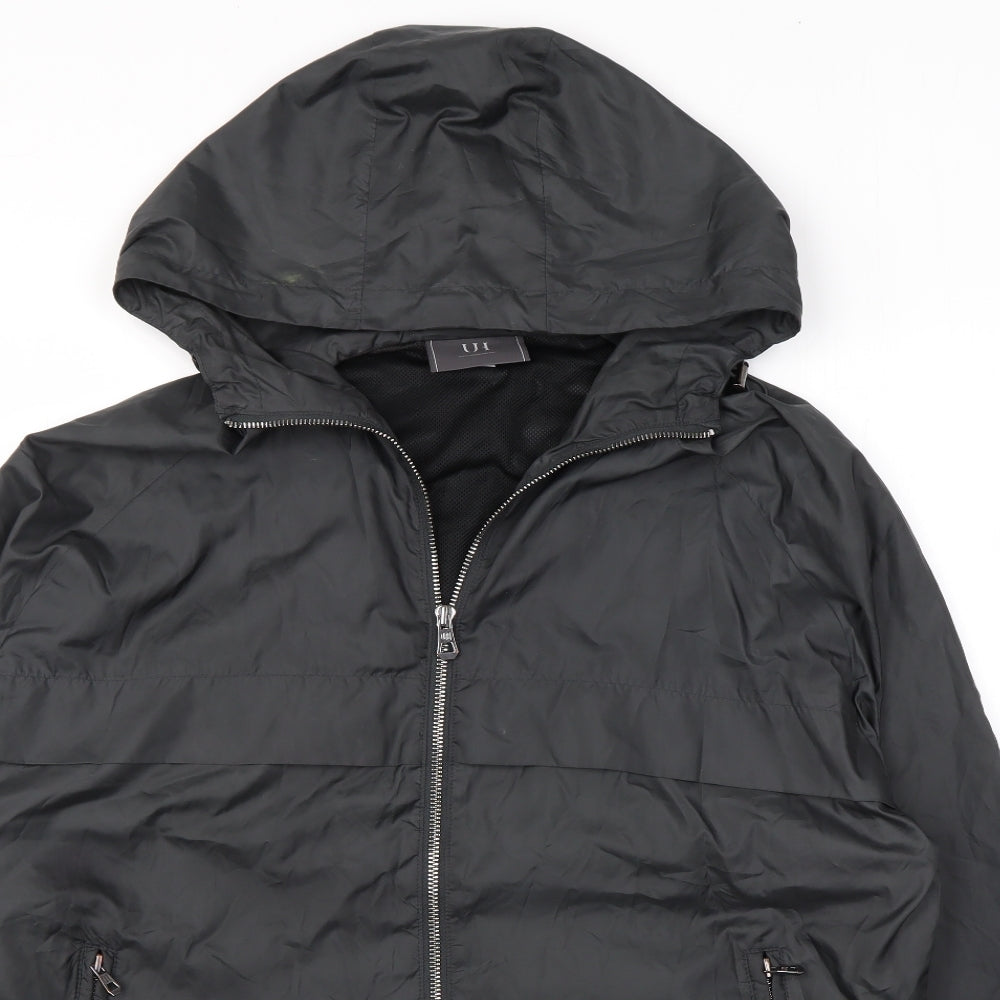 UI Mens Grey Rain Coat Jacket Size S Zip