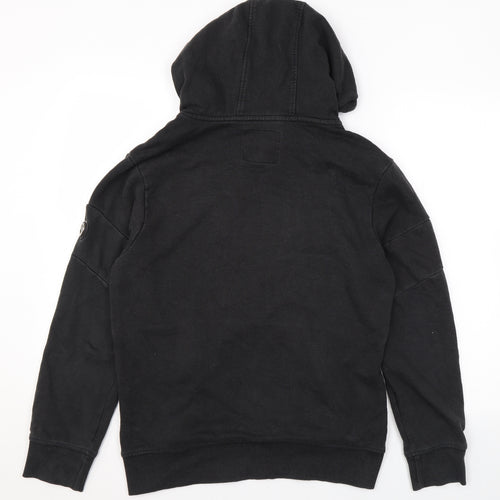S&J Mens Black Cotton Pullover Hoodie Size M
