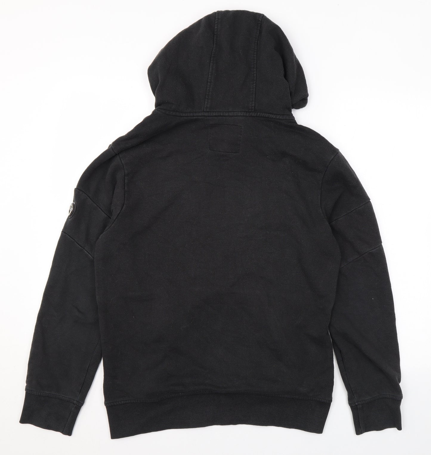 S&J Mens Black Cotton Pullover Hoodie Size M