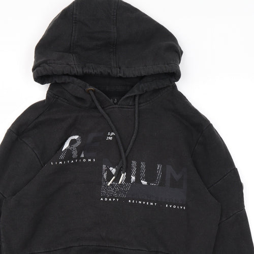 S&J Mens Black Cotton Pullover Hoodie Size M