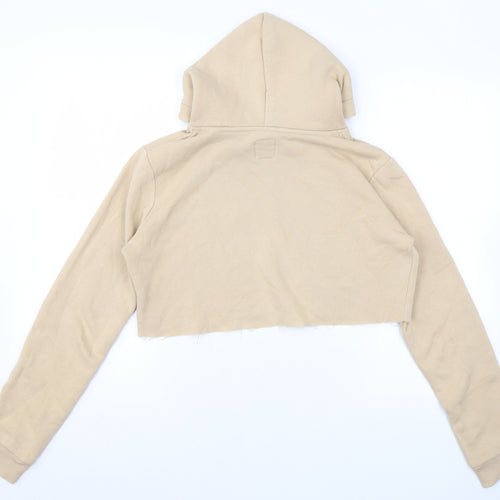 Hype Womens Beige Cotton Pullover Hoodie Size 8 Pullover - Cropped