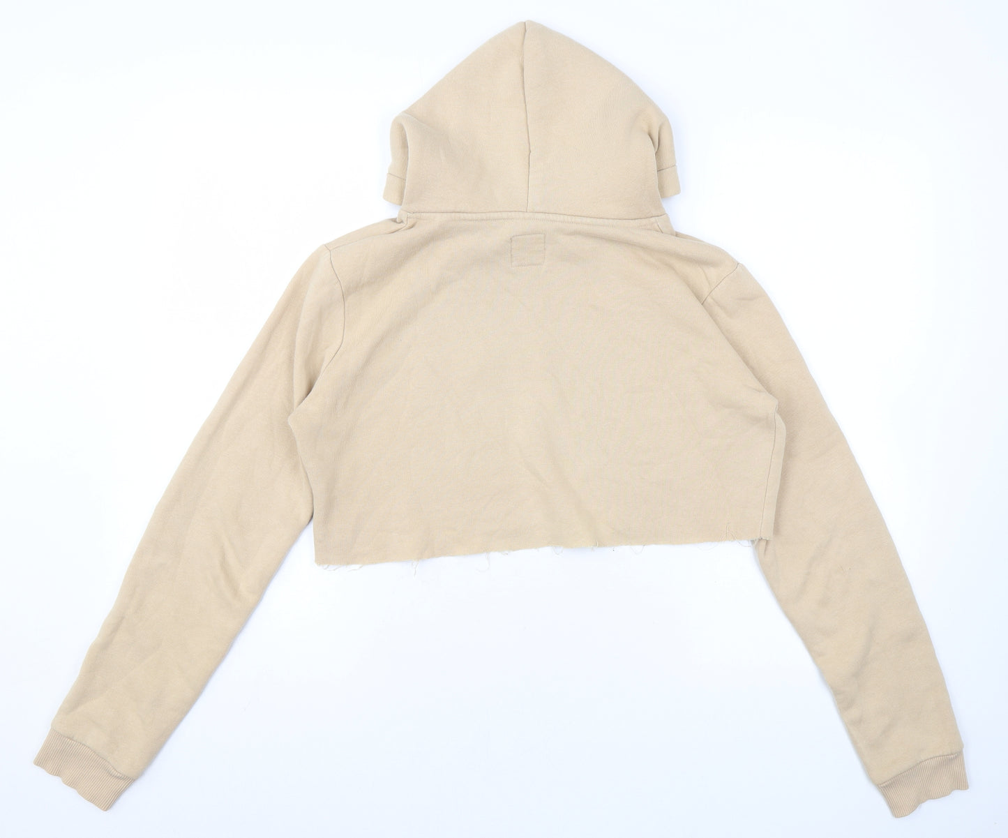 Hype Womens Beige Cotton Pullover Hoodie Size 8 Pullover - Cropped