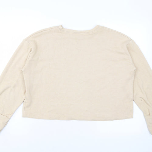Zara Womens Beige Viscose Pullover Sweatshirt Size M Pullover - Cropped