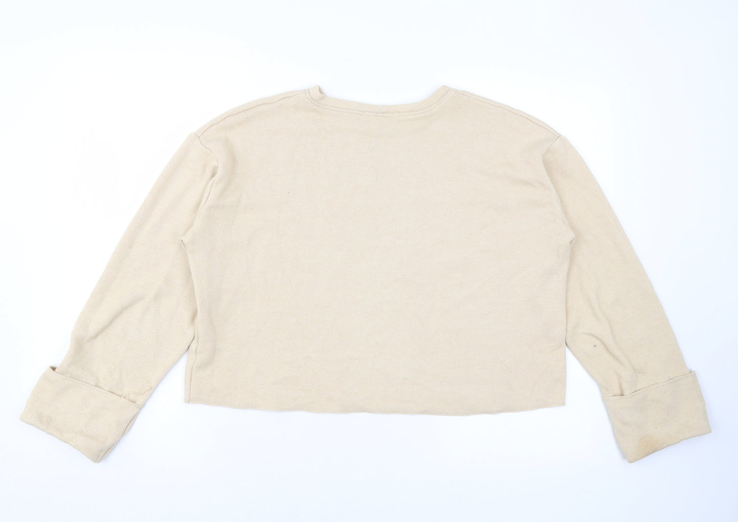 Zara Womens Beige Viscose Pullover Sweatshirt Size M Pullover - Cropped