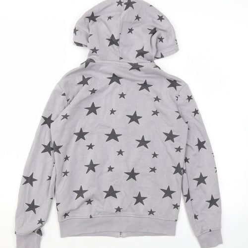 H&M Boys Grey Geometric Cotton Full Zip Hoodie Size 8-9 Years Zip - Star print