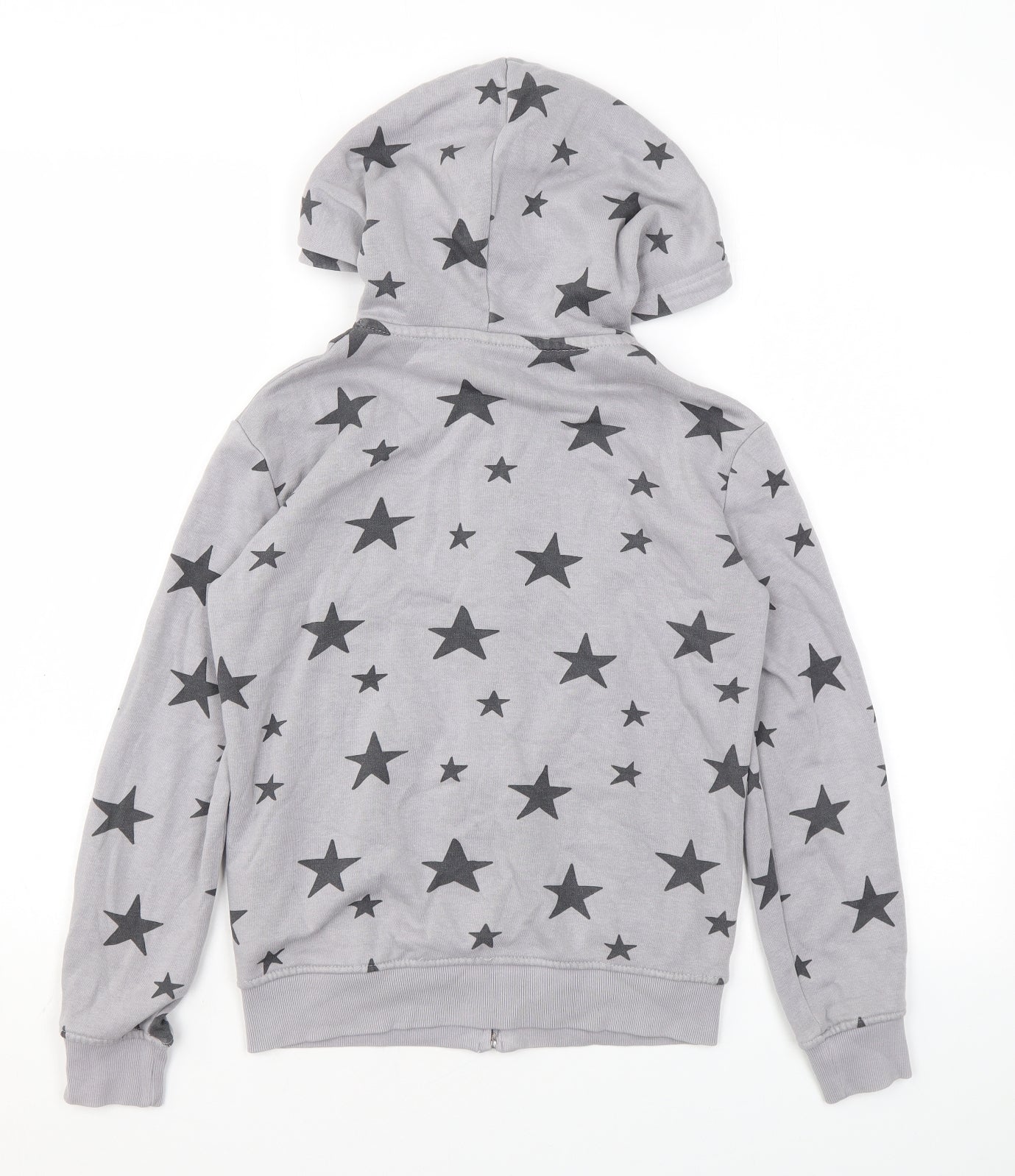 H&M Boys Grey Geometric Cotton Full Zip Hoodie Size 8-9 Years Zip - Star print