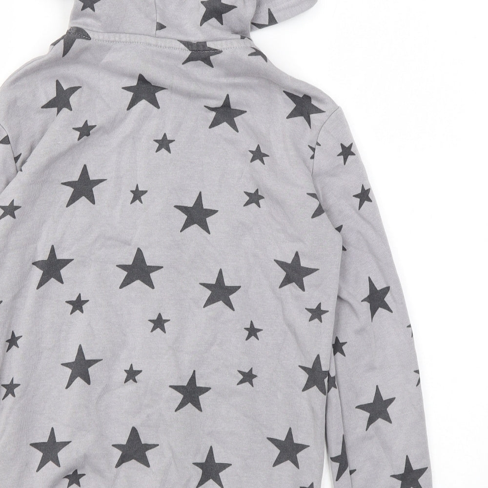 H&M Boys Grey Geometric Cotton Full Zip Hoodie Size 8-9 Years Zip - Star print