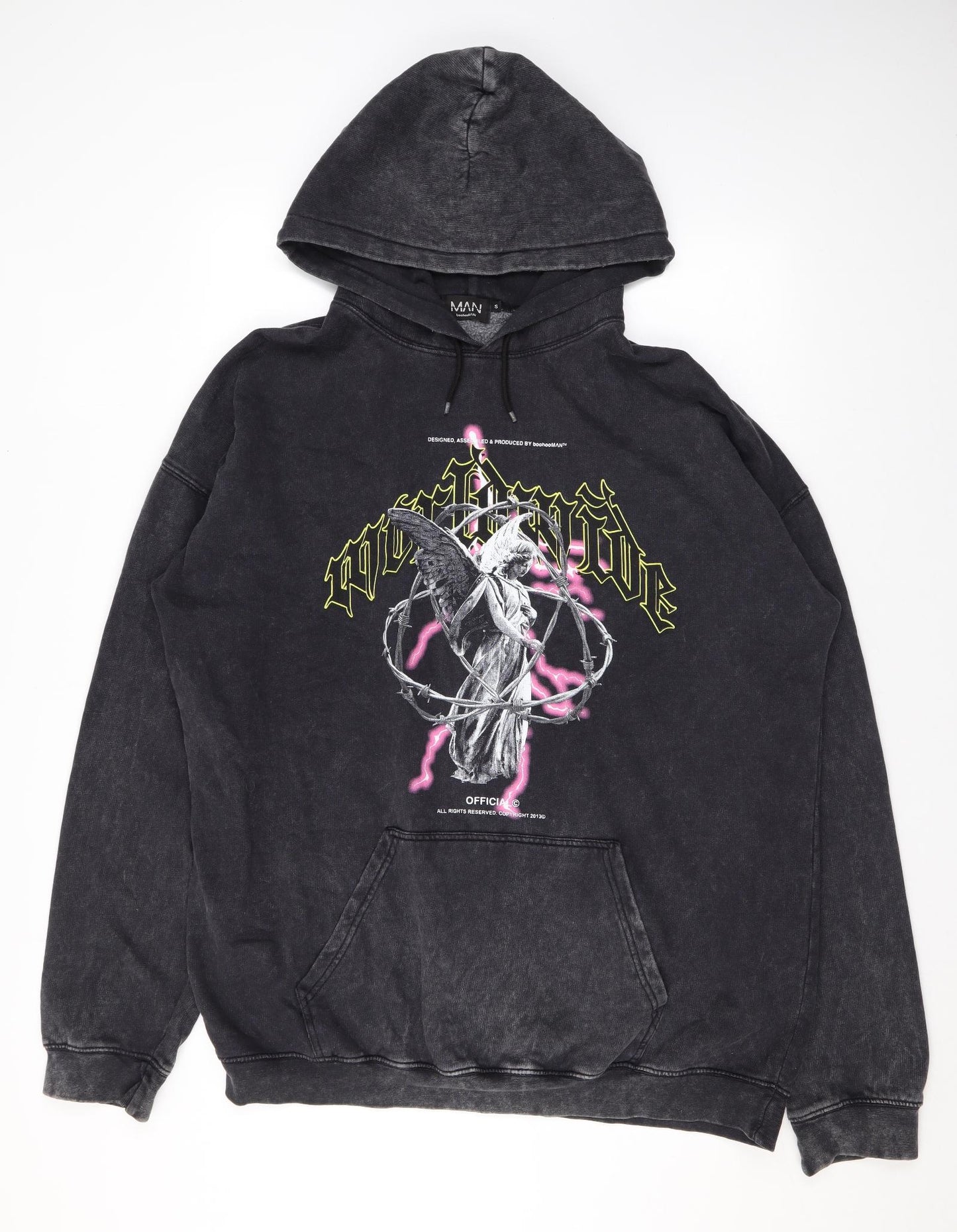 Boohoo Mens Grey Cotton Pullover Hoodie Size S