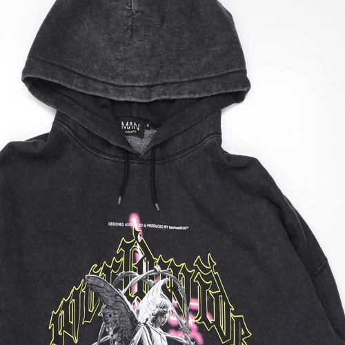 Boohoo Mens Grey Cotton Pullover Hoodie Size S