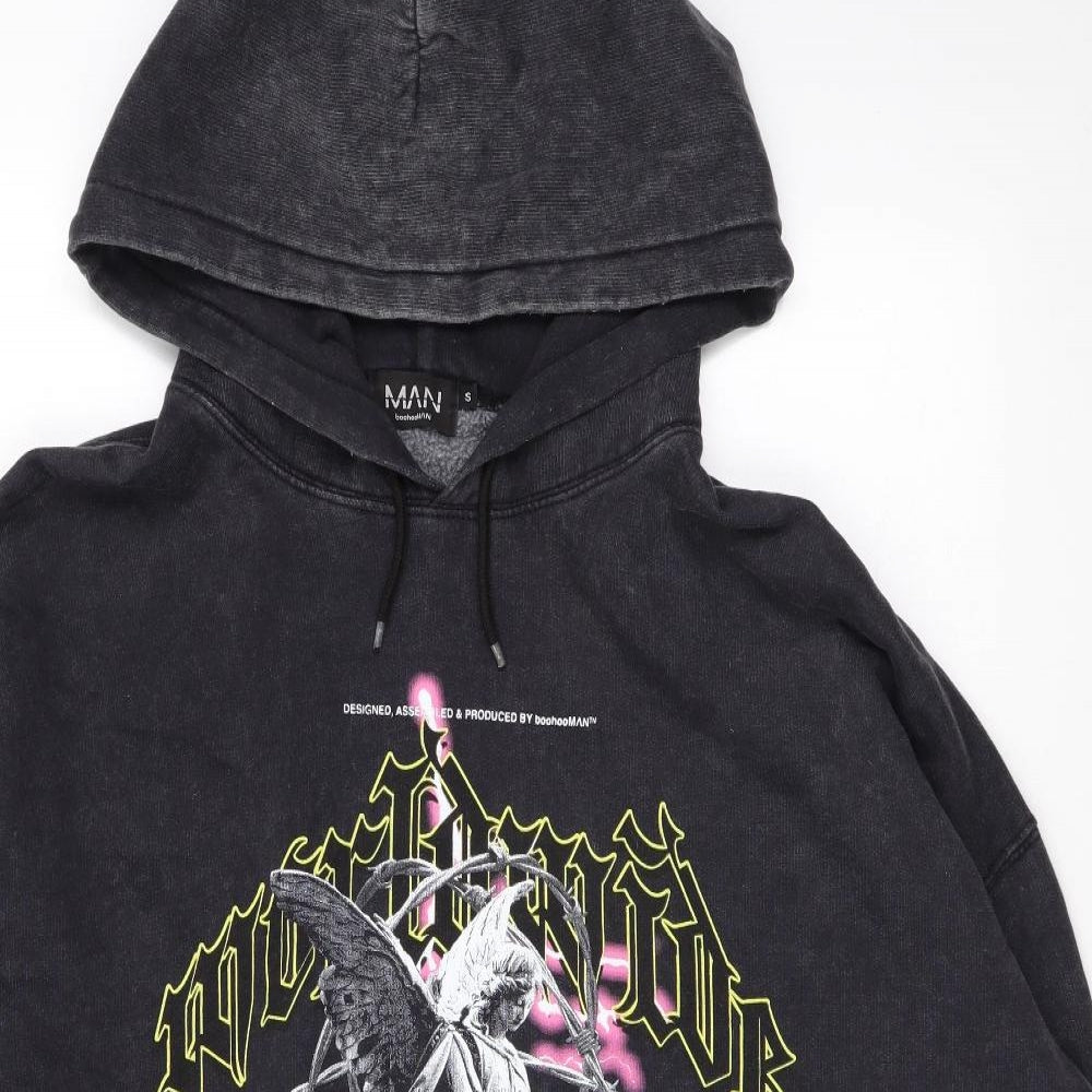 Boohoo Mens Grey Cotton Pullover Hoodie Size S