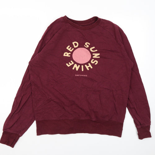 Earth Positive Womens Red Cotton Pullover Hoodie Size M Pullover - Red Sun image