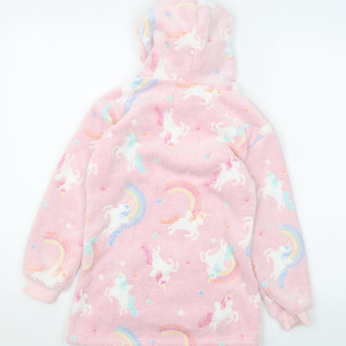 My Little Home Girls Pink Geometric Polyester Pullover Hoodie Size M Pullover - Unicorns, Rainbows
