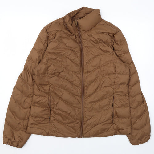 Marks and Spencer Womens Brown Puffer Jacket Coat Size 12 Zip