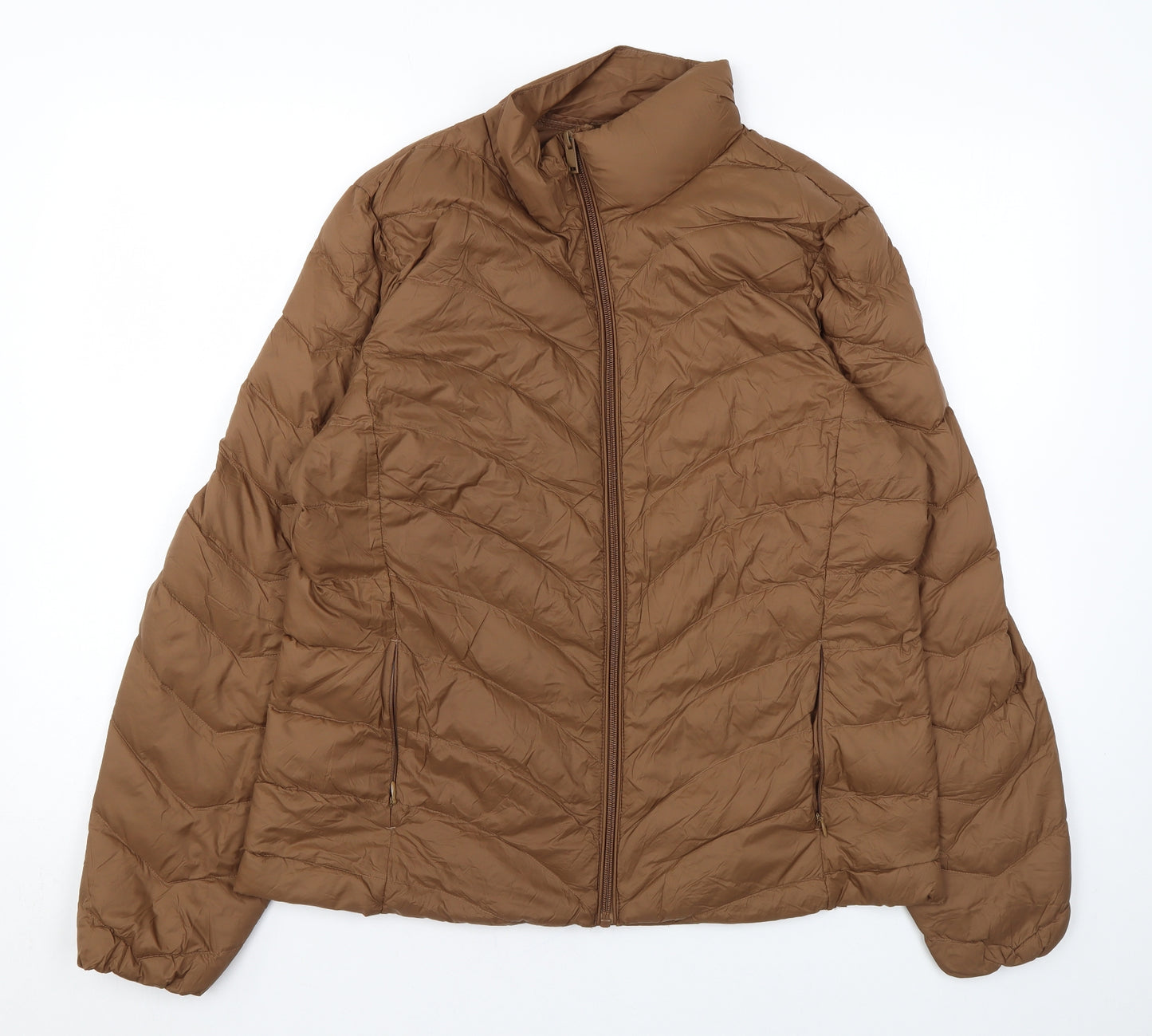 Marks and Spencer Womens Brown Puffer Jacket Coat Size 12 Zip