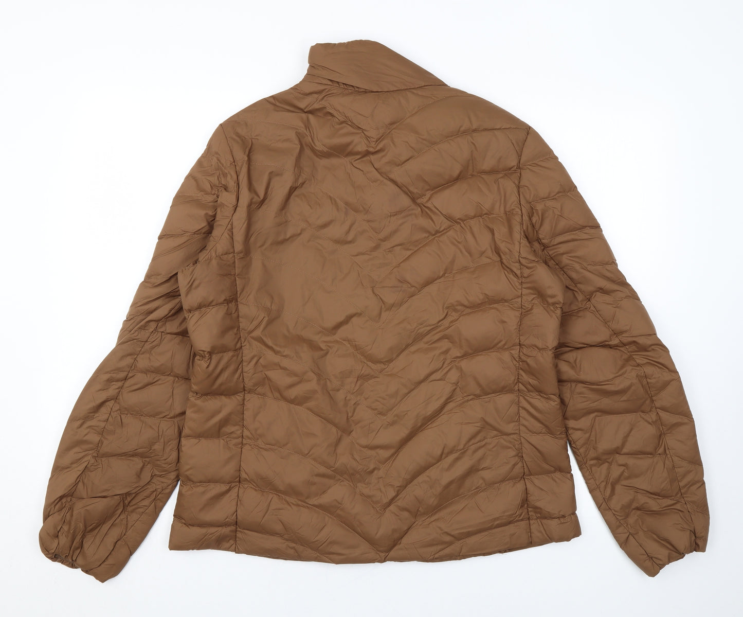 Marks and Spencer Womens Brown Puffer Jacket Coat Size 12 Zip