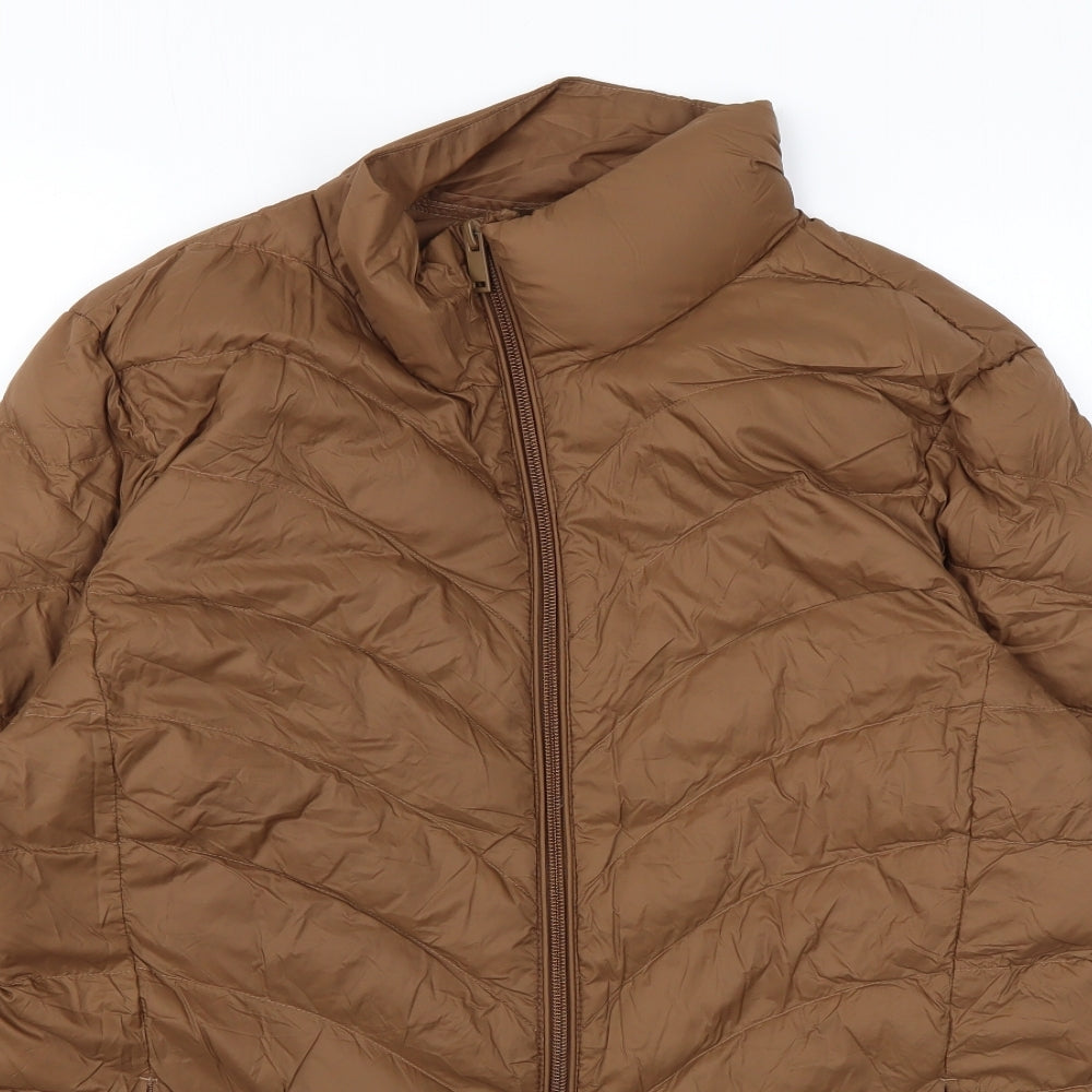Marks and Spencer Womens Brown Puffer Jacket Coat Size 12 Zip