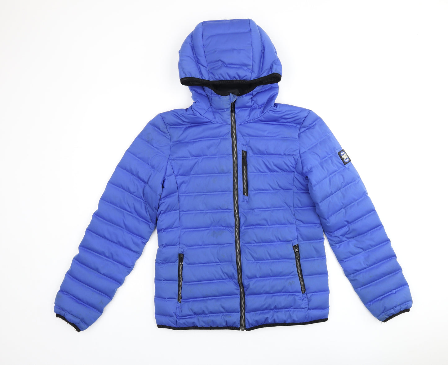Superdry Womens Blue Puffer Jacket Coat Size 10 Zip