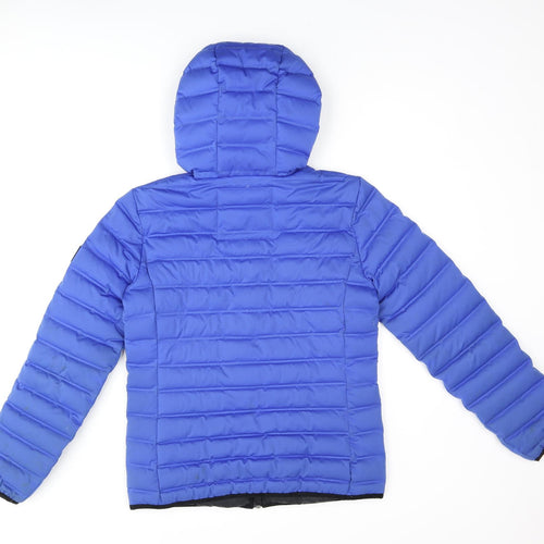 Superdry Womens Blue Puffer Jacket Coat Size 10 Zip