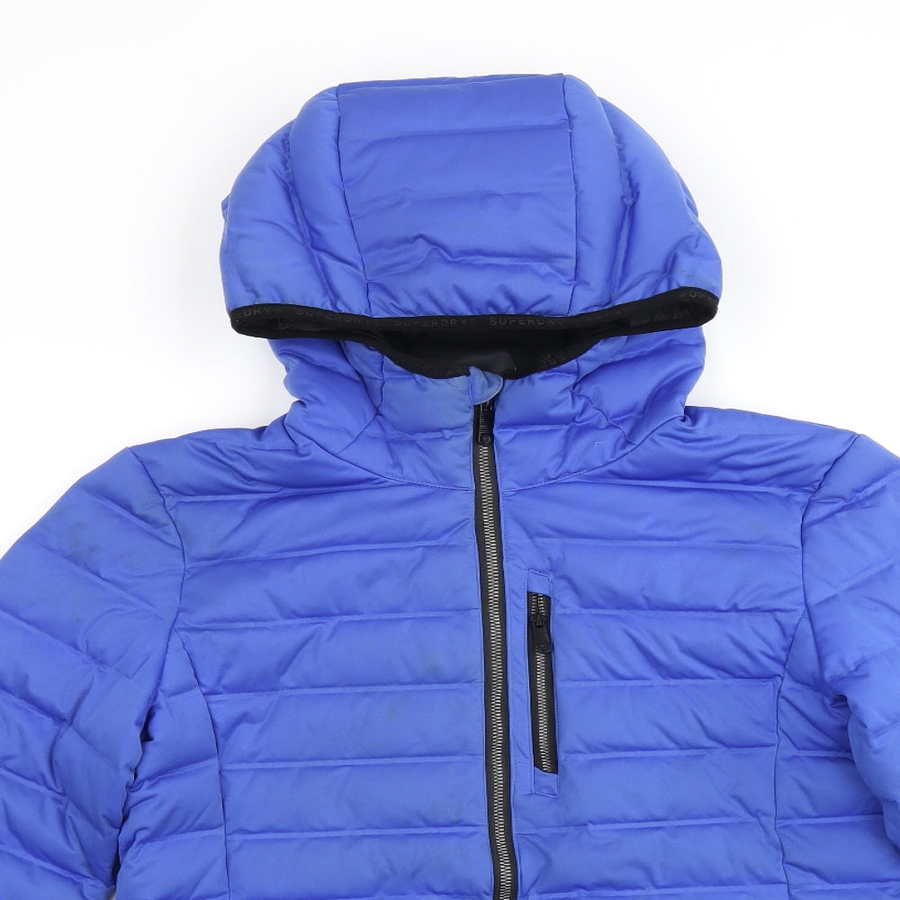 Superdry Womens Blue Puffer Jacket Coat Size 10 Zip