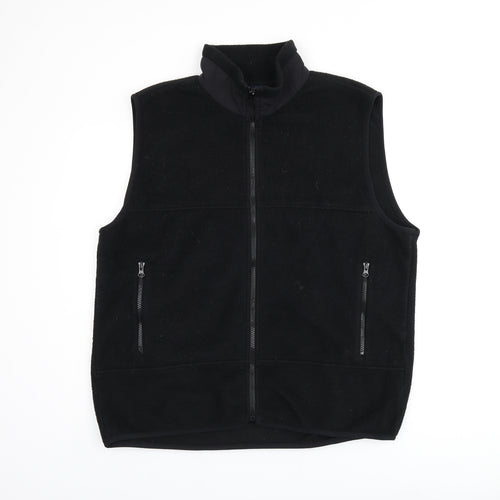 Lands' End Womens Black Gilet Jacket Size L Zip