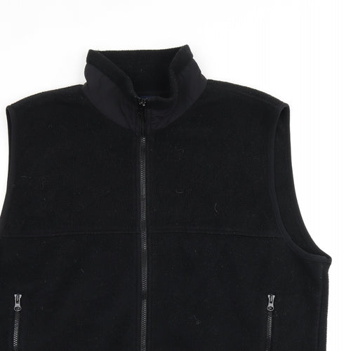 Lands' End Womens Black Gilet Jacket Size L Zip