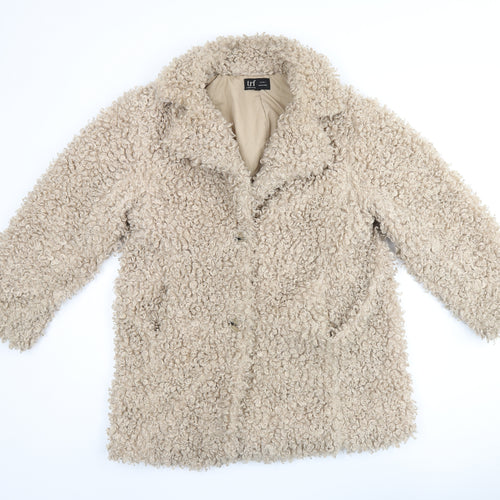Zara Womens Beige Overcoat Coat Size S Button
