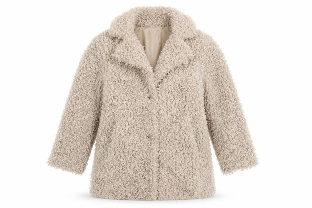 Front view of Zara women’s beige overcoat coat, size S, button