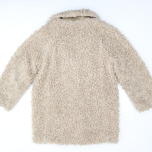 Zara Womens Beige Overcoat Coat Size S Button