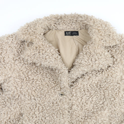 Zara Womens Beige Overcoat Coat Size S Button