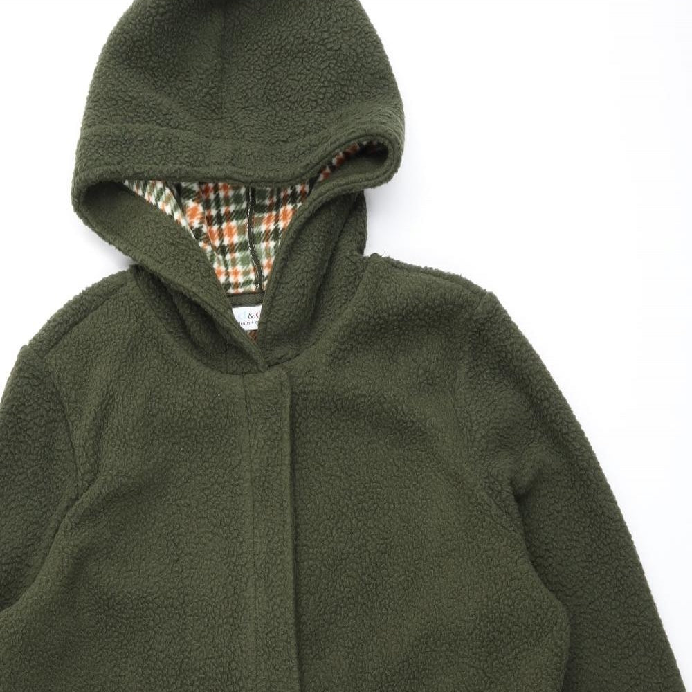 Denim & Co Womens Green Overcoat Coat Size M Zip