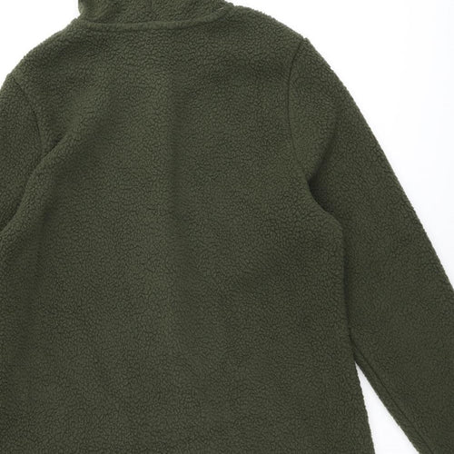 Denim & Co Womens Green Overcoat Coat Size M Zip