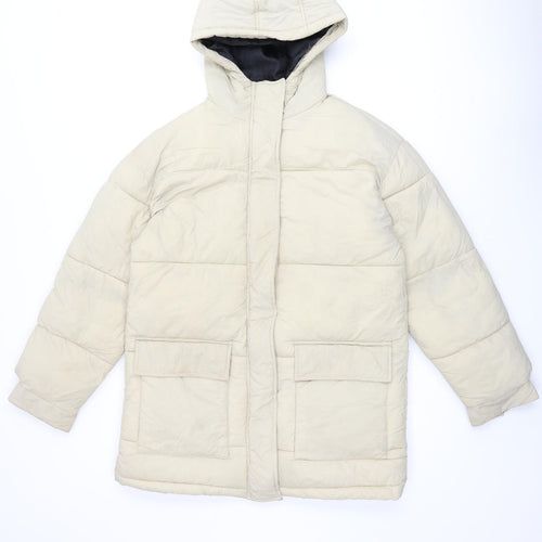 Topshop Womens Beige Puffer Jacket Coat Size 10 Zip